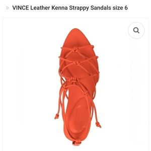 Vince Kenna Leather Pointed Toe Ankle Strap Orange Sandals
